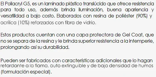 Propiedades por calibre de Poliacryl G-5